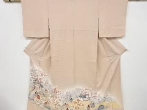 リサイクル　作家物　枝梅に童女模様一つ紋色留袖(比翼付き)
